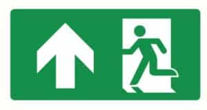 Nooduitgang omhoog links ISO 7010