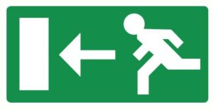 Nooduitgang links - Bord Decocel