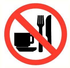 Eten en drinken verboden