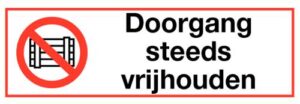 Doorgang vrijhouden